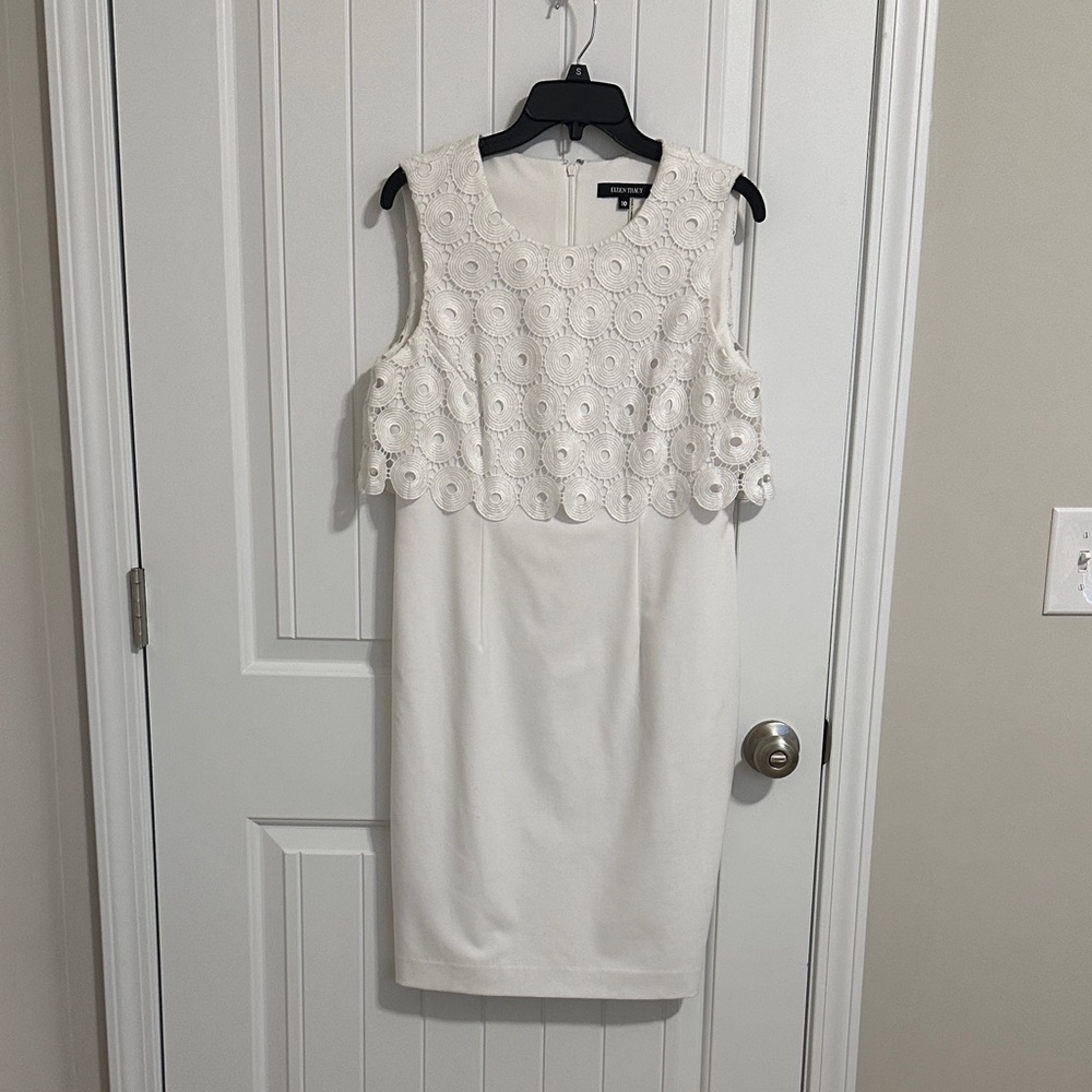 Ellen Tracy Cream Sleeveless Midi Dress